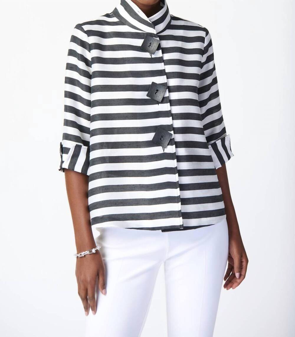 NEW JOSEPH RIBKOFF square button striped jacket in black white